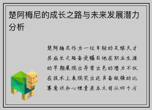 楚阿梅尼的成长之路与未来发展潜力分析